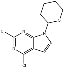 4,6-dichloro-1-(tetrahydro-2H-pyran-2-yl)-1H-pyrazolo[3,4-d]pyrimidine Struktur