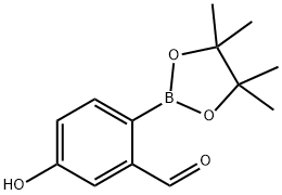 5-hydroxy-2-(4,4,5,5-tetramethyl-1,3,2-dioxaborolan-2-yl)benzaldehyde 化学構造式
