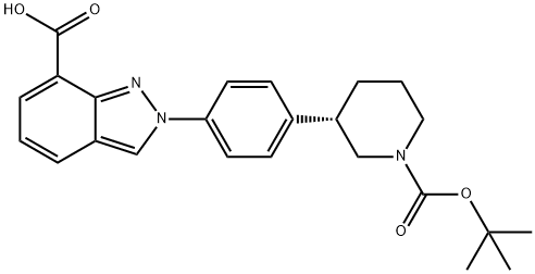 (S)-2-(4-(1-(tert-butoxycarbonyl)piperidin-3-yl)phenyl)-2H-indazole-7-carboxylicacid Structure