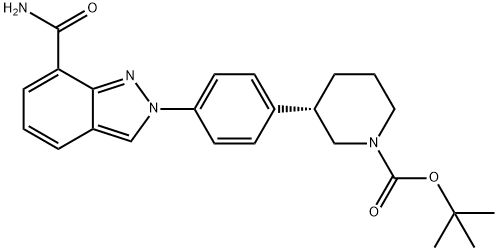 (3S)-3-{4-[7-(氨基羰基)-2H-吲唑-2-基]苯基}哌啶-1-羧酸叔丁酯, 1038916-11-8, 结构式