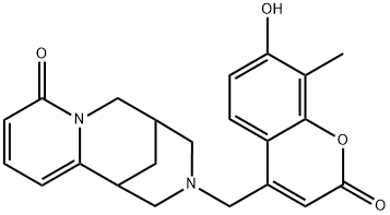 3-((7-hydroxy-8-methyl-2-oxo-2H-chromen-4-yl)methyl)-3,4,5,6-tetrahydro-1H-1,5-methanopyrido[1,2-a][1,5]diazocin-8(2H)-one Struktur