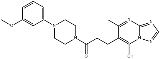 3-(7-hydroxy-5-methyl-[1,2,4]triazolo[1,5-a]pyrimidin-6-yl)-1-(4-(3-methoxyphenyl)piperazin-1-yl)propan-1-one 结构式