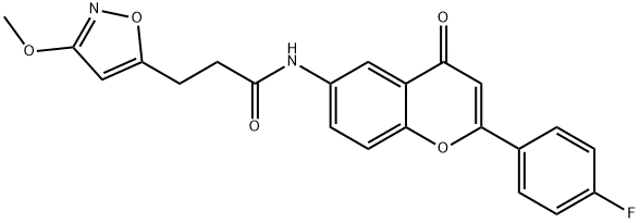 N-[2-(4-fluorophenyl)-4-oxo-4H-chromen-6-yl]-3-(3-methoxy-1,2-oxazol-5-yl)propanamide Struktur