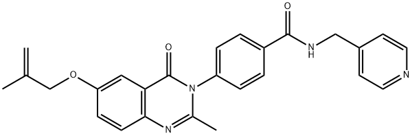4-{2-methyl-6-[(2-methylprop-2-en-1-yl)oxy]-4-oxoquinazolin-3(4H)-yl}-N-(pyridin-4-ylmethyl)benzamide Struktur