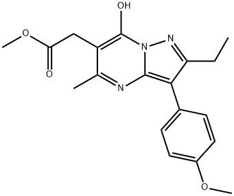 methyl 2-(2-ethyl-7-hydroxy-3-(4-methoxyphenyl)-5-methylpyrazolo[1,5-a]pyrimidin-6-yl)acetate Struktur