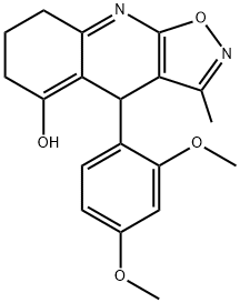4-(2,4-dimethoxyphenyl)-3-methyl-4,6,7,8-tetrahydroisoxazolo[5,4-b]quinolin-5-ol 化学構造式