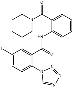 5-fluoro-N-[2-(piperidin-1-ylcarbonyl)phenyl]-2-(1H-tetrazol-1-yl)benzamide Struktur