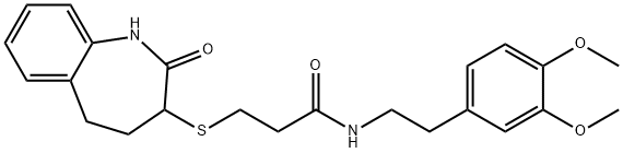 N-[2-(3,4-dimethoxyphenyl)ethyl]-3-[(2-hydroxy-4,5-dihydro-3H-1-benzazepin-3-yl)sulfanyl]propanamide Struktur
