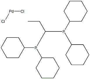 Dichloro bis(dicyclohexylphosphino)propane palladium(II) Struktur