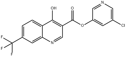 5-Chloropyridin-3-yl 4-hydroxy-7-(trifluoromethyl)quinoline-3-carboxylate 化学構造式