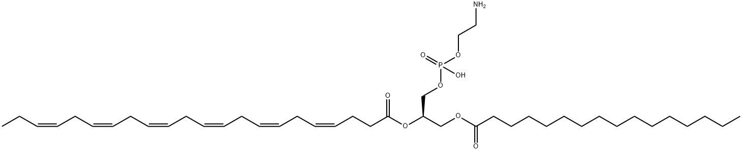 1-hexadecanoyl-2-(4Z,7Z,10Z,13Z,16Z,19Z-docosahexaenoyl)-sn-glycero-3-phosphoethanolamine 结构式