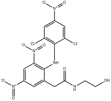2-(2-(2, 6-二氯-4-硝基苯胺基)-3, 5-二硝基苯基)-N-(2-羟乙基)乙酰胺,1043448-27-6,结构式