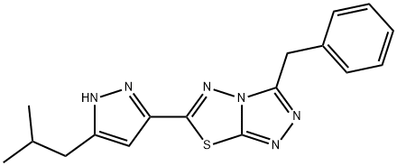 3-benzyl-6-(3-isobutyl-1H-pyrazol-5-yl)[1,2,4]triazolo[3,4-b][1,3,4]thiadiazole Struktur