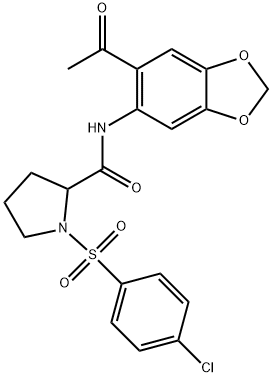 N-(6-acetyl-1,3-benzodioxol-5-yl)-1-[(4-chlorophenyl)sulfonyl]-2-pyrrolidinecarboxamide,1046045-94-6,结构式