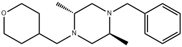 (2S,5R)-1-benzyl-2,5-dimethyl-4-(tetrahydro-2H-pyran-4-ylmethyl)piperazine Struktur