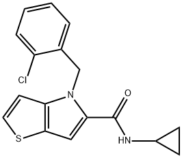 4-(2-chlorobenzyl)-N-cyclopropyl-4H-thieno[3,2-b]pyrrole-5-carboxamide 化学構造式