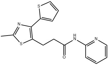 3-[2-methyl-4-(thiophen-2-yl)-1,3-thiazol-5-yl]-N-(pyridin-2-yl)propanamide 结构式