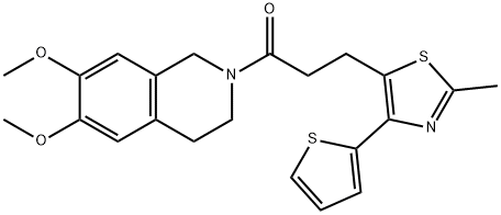 1-(6,7-dimethoxy-3,4-dihydroisoquinolin-2(1H)-yl)-3-[2-methyl-4-(thiophen-2-yl)-1,3-thiazol-5-yl]propan-1-one Struktur