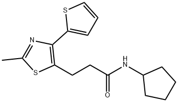 N-cyclopentyl-3-[2-methyl-4-(2-thienyl)-1,3-thiazol-5-yl]propanamide 结构式
