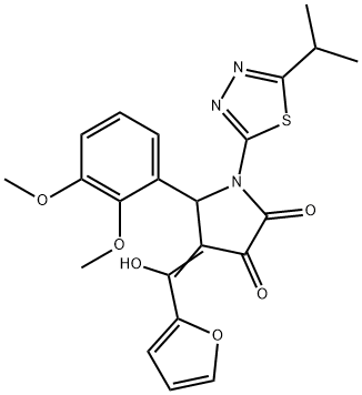 (E)-5-(2,3-dimethoxyphenyl)-4-(furan-2-yl(hydroxy)methylene)-1-(5-isopropyl-1,3,4-thiadiazol-2-yl)pyrrolidine-2,3-dione 结构式
