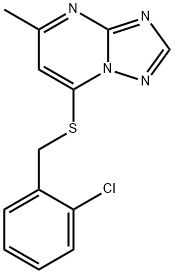 7-[(2-chlorobenzyl)sulfanyl]-5-methyl[1,2,4]triazolo[1,5-a]pyrimidine 化学構造式