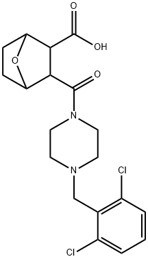 3-(4-(2,6-dichlorobenzyl)piperazine-1-carbonyl)-7-oxabicyclo[2.2.1]heptane-2-carboxylic acid Structure