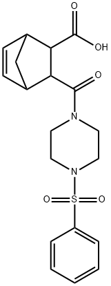 3-(4-(phenylsulfonyl)piperazine-1-carbonyl)bicyclo[2.2.1]hept-5-ene-2-carboxylic acid Structure