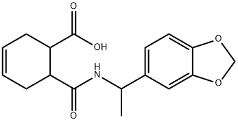 6-((1-(benzo[d][1,3]dioxol-5-yl)ethyl)carbamoyl)cyclohex-3-enecarboxylic acid 化学構造式