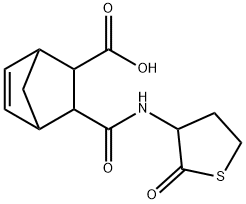 3-((2-oxotetrahydrothiophen-3-yl)carbamoyl)bicyclo[2.2.1]hept-5-ene-2-carboxylic acid Struktur