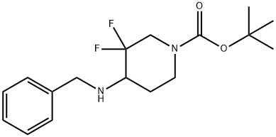 tert-Butyl 4-(benzylamino)-3,3-difluoropiperidine-1-carboxylate 化学構造式