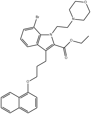 7-溴-1-(2-吗啉乙基)-3-(3-(萘-1-基氧基)丙基)-1H-吲哚-2-羧酸乙酯, 1073493-89-6, 结构式