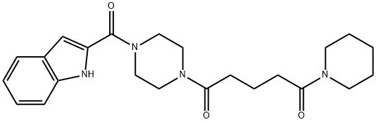 1-[4-(1H-indol-2-ylcarbonyl)piperazin-1-yl]-5-(piperidin-1-yl)pentane-1,5-dione Struktur