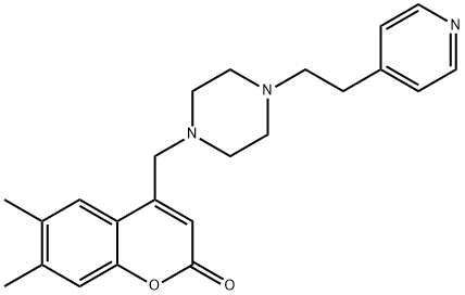 6,7-dimethyl-4-({4-[2-(pyridin-4-yl)ethyl]piperazin-1-yl}methyl)-2H-chromen-2-one Struktur