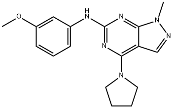 N-(3-methoxyphenyl)-1-methyl-4-(pyrrolidin-1-yl)-1H-pyrazolo[3,4-d]pyrimidin-6-amine Struktur