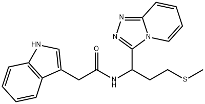 2-(1H-indol-3-yl)-N-[3-(methylsulfanyl)-1-([1,2,4]triazolo[4,3-a]pyridin-3-yl)propyl]acetamide Struktur