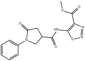 methyl 5-{[(5-oxo-1-phenylpyrrolidin-3-yl)carbonyl]amino}-1,2,3-thiadiazole-4-carboxylate,1081132-42-4,结构式