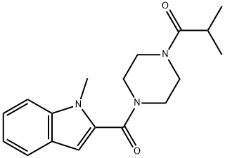 2-methyl-1-{4-[(1-methyl-1H-indol-2-yl)carbonyl]piperazin-1-yl}propan-1-one Struktur