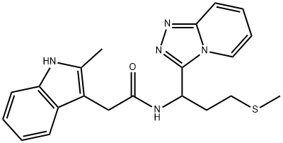 2-(2-methyl-1H-indol-3-yl)-N-[3-(methylsulfanyl)-1-([1,2,4]triazolo[4,3-a]pyridin-3-yl)propyl]acetamide,1081133-52-9,结构式