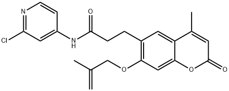N-(2-chloropyridin-4-yl)-3-{4-methyl-7-[(2-methylprop-2-en-1-yl)oxy]-2-oxo-2H-chromen-6-yl}propanamide Struktur