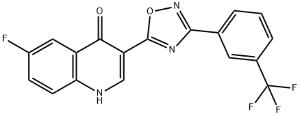 6-fluoro-3-(3-(3-(trifluoromethyl)phenyl)-1,2,4-oxadiazol-5-yl)quinolin-4(1H)-one,1081138-18-2,结构式