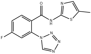 4-fluoro-N-(5-methyl-1,3-thiazol-2-yl)-2-(1H-tetrazol-1-yl)benzamide Struktur
