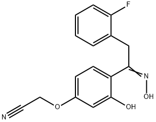 {4-[(1Z)-2-(2-fluorophenyl)-N-hydroxyethanimidoyl]-3-hydroxyphenoxy}acetonitrile,1081139-68-5,结构式