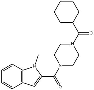 cyclohexyl{4-[(1-methyl-1H-indol-2-yl)carbonyl]piperazin-1-yl}methanone 化学構造式