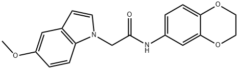 N-(2,3-dihydro-1,4-benzodioxin-6-yl)-2-(5-methoxy-1H-indol-1-yl)acetamide,1081143-24-9,结构式
