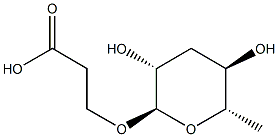 3-(((2R,3R,5R,6S)-3,5-dihydroxy-6-methyltetrahydro-2H-pyran-2-yl)oxy)propanoic acid Struktur