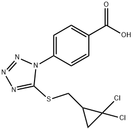 4-(5-{[(2,2-dichlorocyclopropyl)methyl]sulfanyl}-1H-tetrazol-1-yl)benzoic acid|