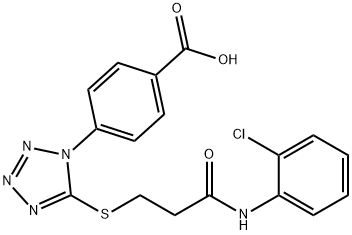 4-[5-({3-[(2-chlorophenyl)amino]-3-oxopropyl}sulfanyl)-1H-tetrazol-1-yl]benzoic acid Structure