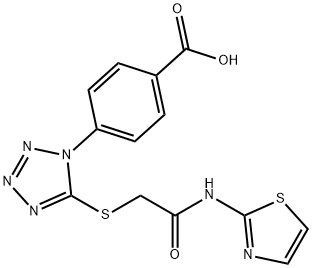 4-(5-{[2-oxo-2-(1,3-thiazol-2-ylamino)ethyl]sulfanyl}-1H-tetraazol-1-yl)benzoic acid Structure