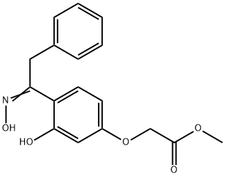 methyl {3-hydroxy-4-[(1E)-N-hydroxy-2-phenylethanimidoyl]phenoxy}acetate Struktur