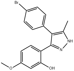 2-[4-(4-bromophenyl)-3-methyl-1H-pyrazol-5-yl]-5-methoxyphenol Struktur